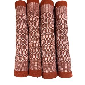 Set of 4 Table Placemats Rustic Red Orange and White Kitchenware